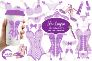 Lilac Bachelorette Lingerie Clipart