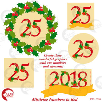 AMB 2128 MISTLETOE RED NUMBERS PREVIEW 02