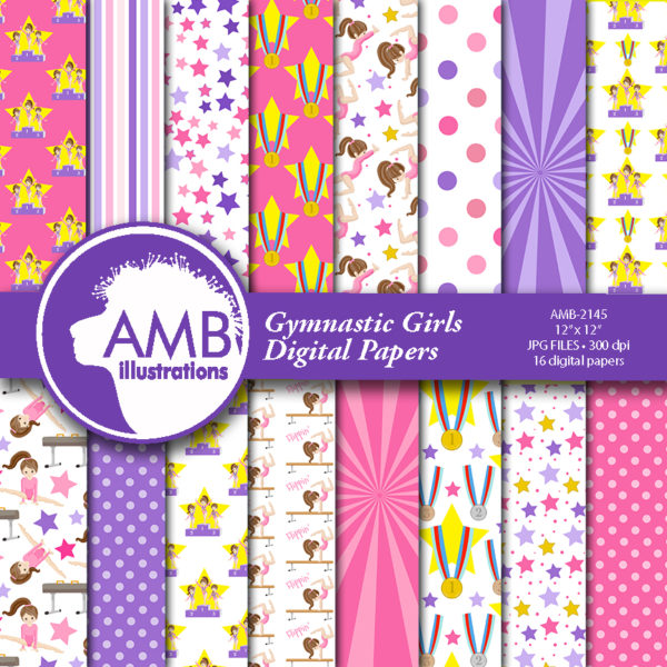 16 Gymnastic Girls Patterns papers