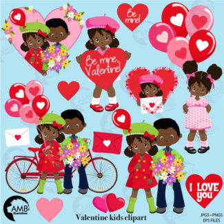African American Valentine Kids