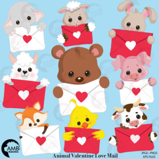 Valentine Critters Clipart 1