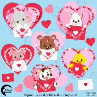 Valentine Critters Clipart 2