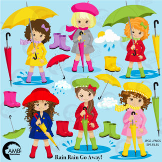 Rainy Day Girls Clipart