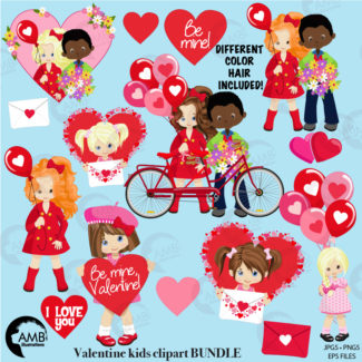 Valentine Kids Clipart Bundle