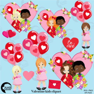 Valentine Kids Clipart Bundle