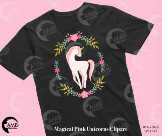 Magical Pink Unicorns Clipart