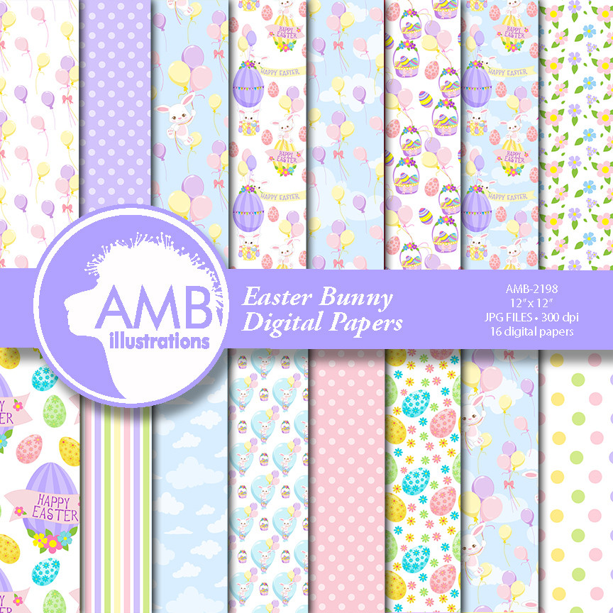 Vintage Stylel Pattern.Easter Digital Pack,Easter Eggs Scrapbooking Paper Easter Digital Paper Seamless pattern,Watercolor Easter Bunny