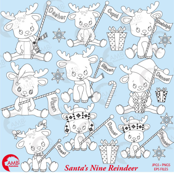 Santa's Cute Reindeer Stamps