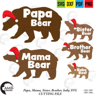 Papa, Mama and Baby Bear Christmas SVG