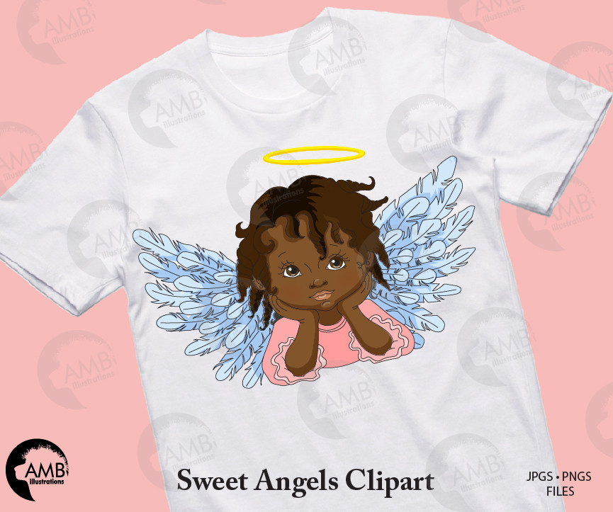 black baby angels clipart