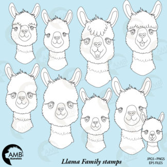 Llama Family Stamps