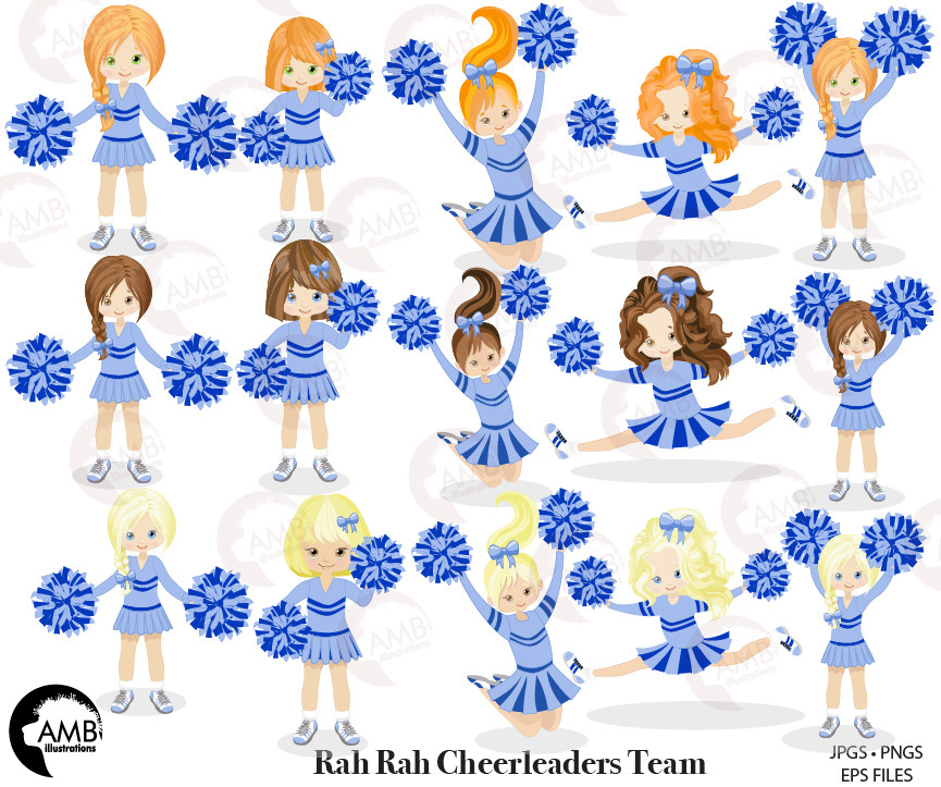 Blue Cheerleaders | AMBillustrations.com