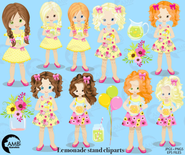 Lemonade Stand Girls Clipart