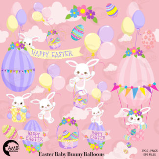 Easter Bunny and Hot Air Balloon Banners