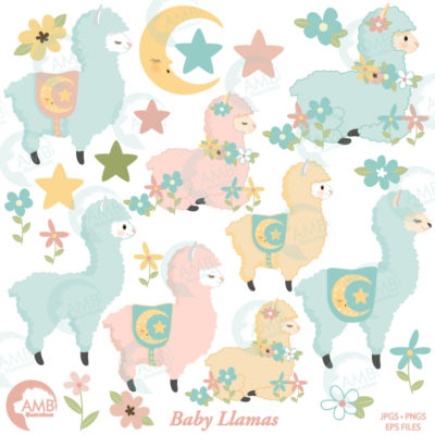 Baby Llama Clipart - AMBillustrations.com