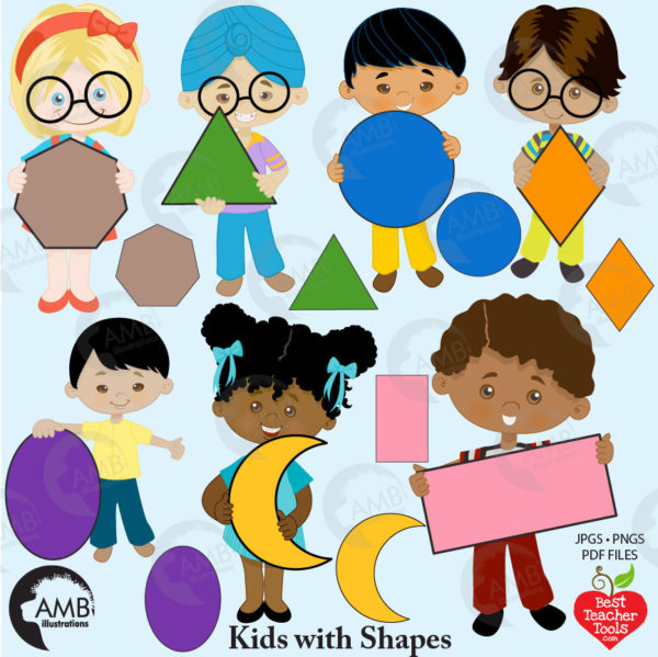 Multi-Cultural Kids with Geometric Shapes