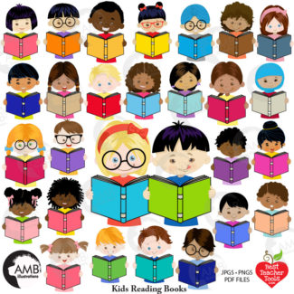 Students Reading Books Clipart