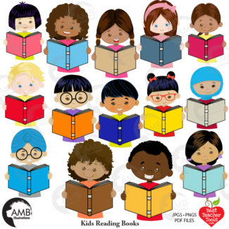 Students Reading Books Clipart