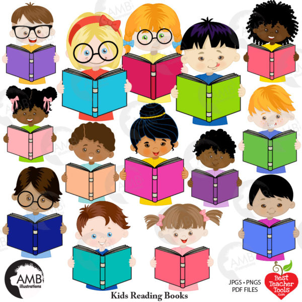 Students Reading Books Clipart