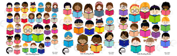 Students Reading Books Clipart