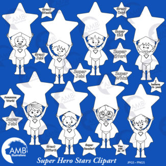 Multi-Ethnic Kids with Stars Stamps