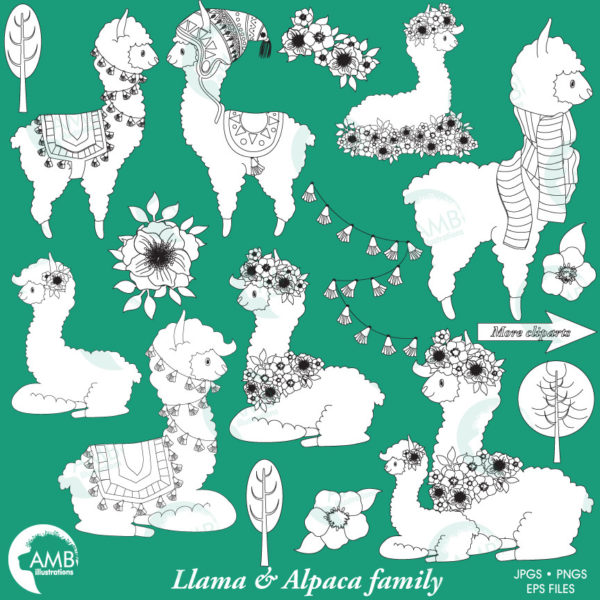 Llamas Digital Stamps