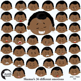 African American Boy Emoticons Clipart