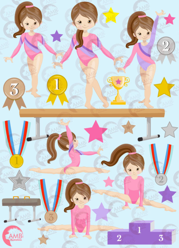 Gymnastic Girls Clipart