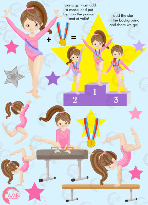 Gymnastic Girls Clipart