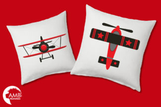 Red and Black Airplane Clipart AMB-2269