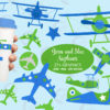 Blue and Green Airplane Clipart