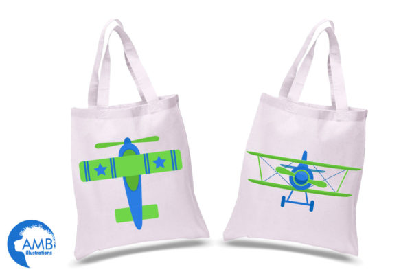 Blue and Green Airplane Clipart