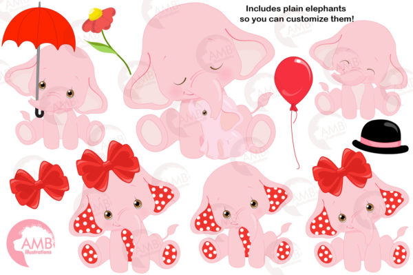 Baby Elephant Clipart Bundle