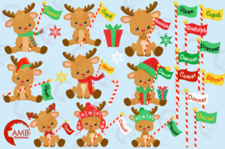 Christmas Baby Reindeer Clipart