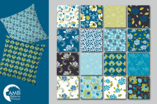 Teal Florals Digital Papers