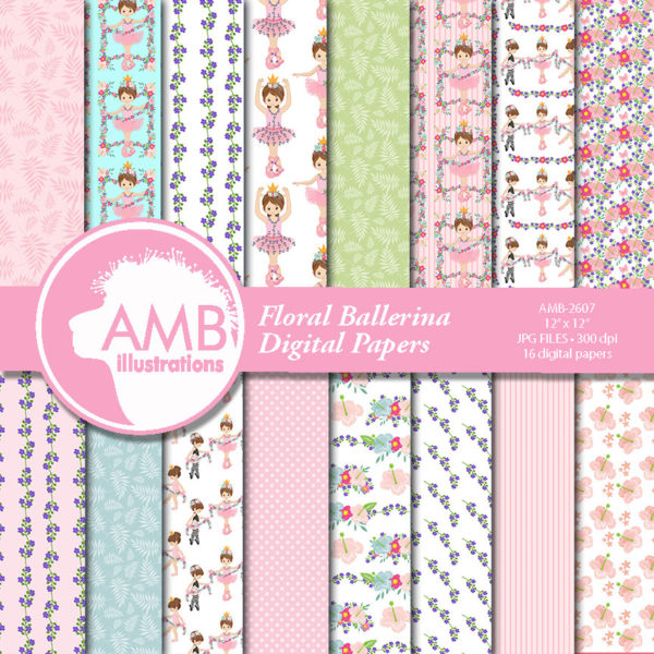 Floral Pink Ballet Papers AMB-2607