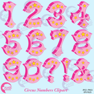 Pink Circus Numbers Clipart AMB-2613