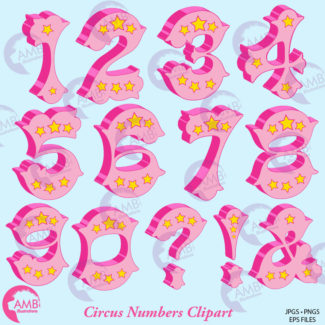 Pink Circus Numbers Clipart