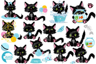 Cute Black Cats Clipart