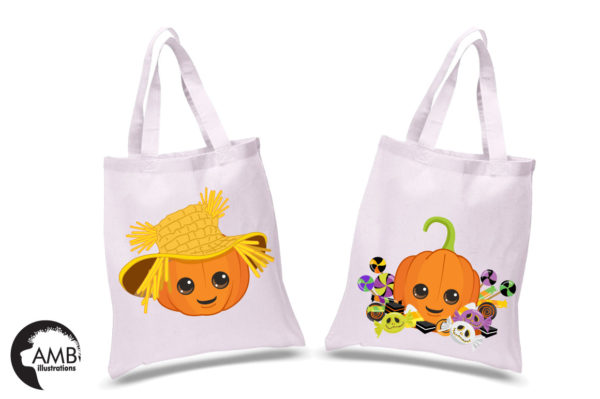 Halloween dressed up pumpkins clipart