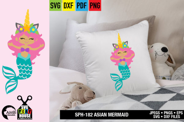 Asian Unicorn Mermaid SVG-sph-182