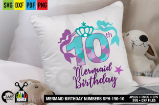 Mermaid Tenth Birthday Numbers SVG