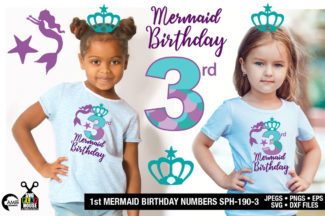 Mermaid Third Birthday Numbers SVG
