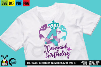 Mermaid Fourth Birthday Numbers