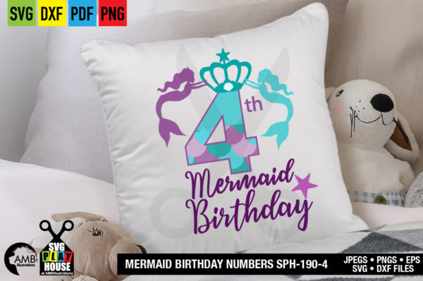 Mermaid Fourth Birthday Numbers