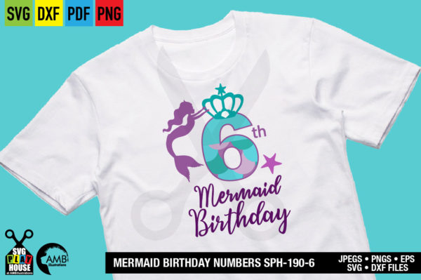 Mermaid Sixth Birthday Numbers
