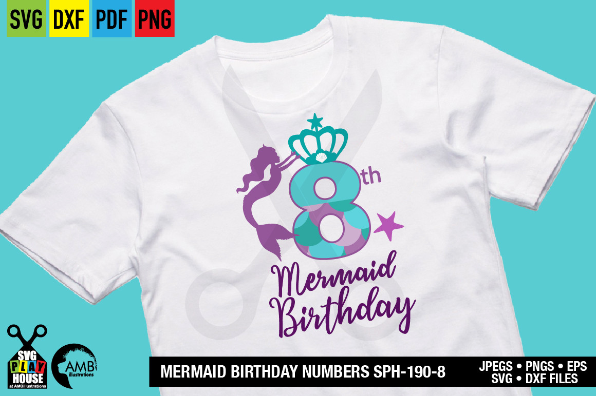 Download Mermaid Birthday Numbers, Eighth Birthday SVG ...