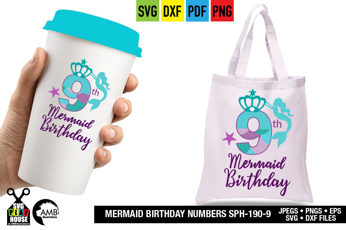 Download Mermaid Birthday Numbers Ninth Birthday Svg Ambillustrations Com