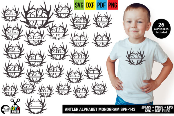 Antlers Alphabet Monograms SVG
