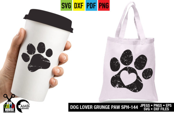 Distressed Grunge Dog Paw SVG